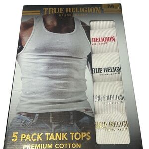 NWT, True Religion 5 Pack Premium Tank Tops